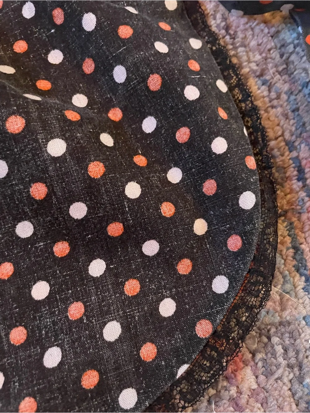 Vintage Orange and Black Polka Dot Half Apron - Kitchen Linen